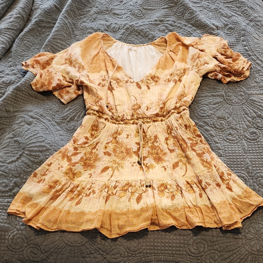 Spell Golden Floral Dress